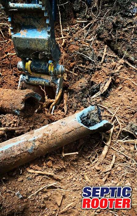 Failed corroded septic pipe repaired by SepticRooter™ in Dacula, GA — licensed septic contractor